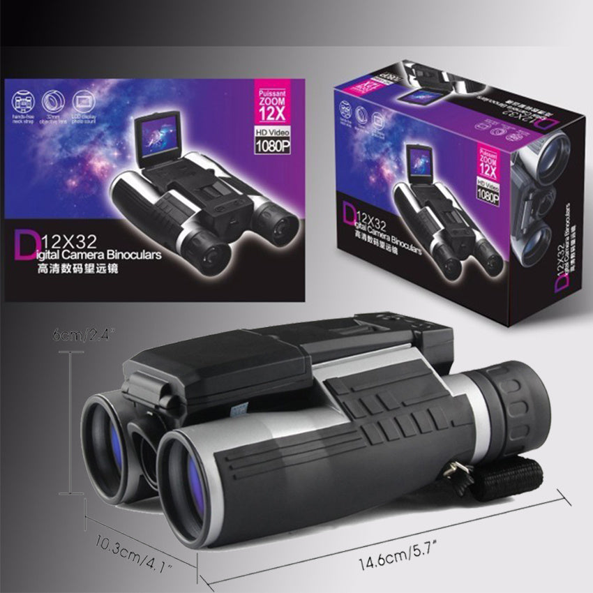12x32 Binocular Telescope with Digital Camera – HD Photo & Video Capture for Outdoor Adventures